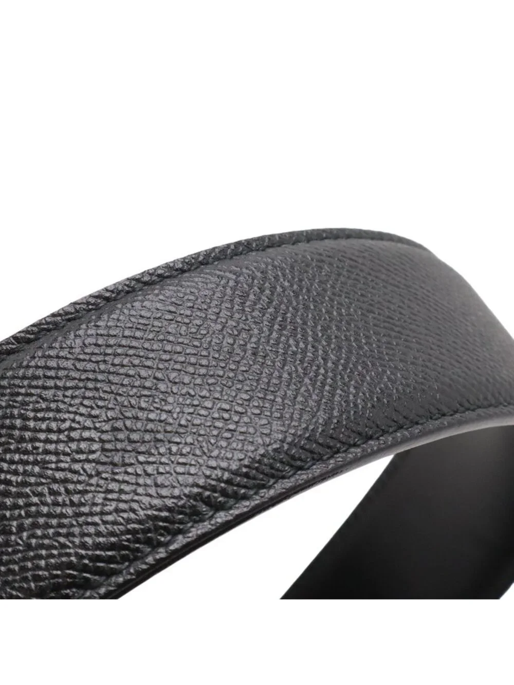 Bvlgari Belt Round Logo Buckle Gray Leather Black Silver
